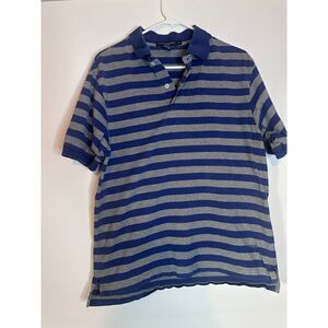 Daniel Cremieux Classics Polo Shirt Blue Gray Striped Cotton Men’s Medium